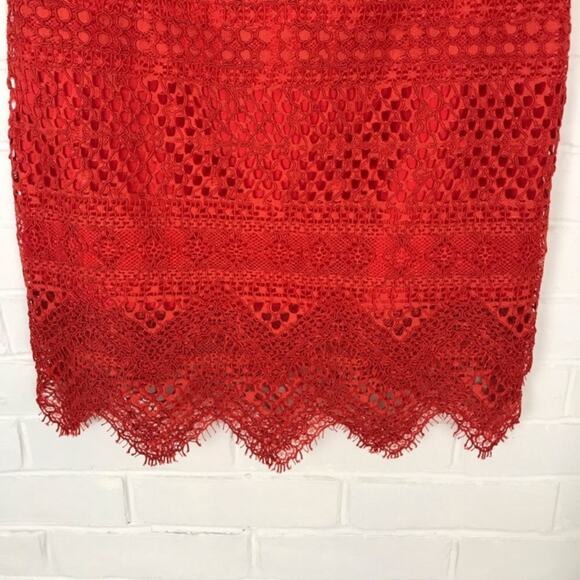 NWT Banana Republic Red Lace Skirt Size 0 - Picture 3 of 7